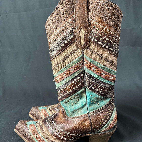 Beaded all Leather Cowboy Boots - Picture 2 of 4